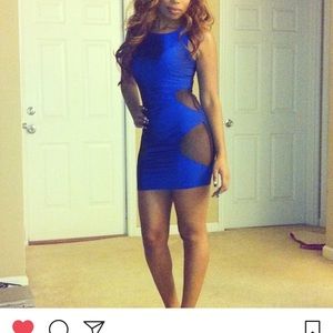 Blue Spandex & Mesh Dress